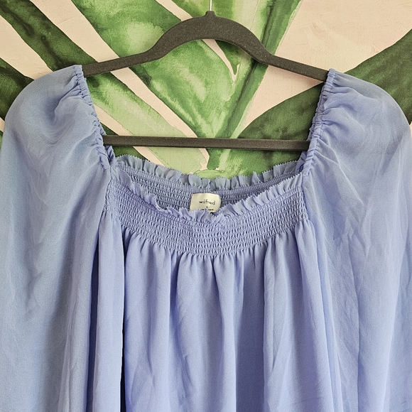 Aritzia Wilfred ALANA BLOUSE Chiffon Smocked Square Neckline Size S - Picture 8 of 11